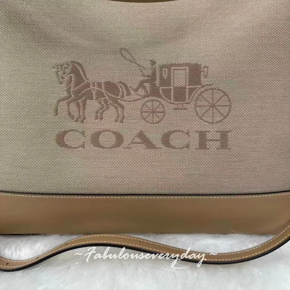 Coach Laurel Large Shoulder Bag With Horse And Carriage CAK92 Dark Natural NWT